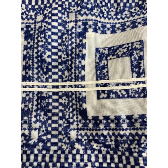 Vintage 70s Bold Geo Graphic Blue White PUS8Y Bow Lilac Mood Style Buttons ~SZ M - Picture 3 of 13